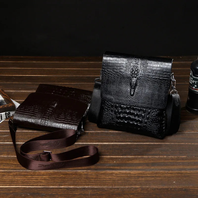 Marque de luxe Alligator hommes sac à bandoulière en cuir affaires Crocodile Grain sac à bandoulière pour hommes sac de messager mâle sacoche décontractée