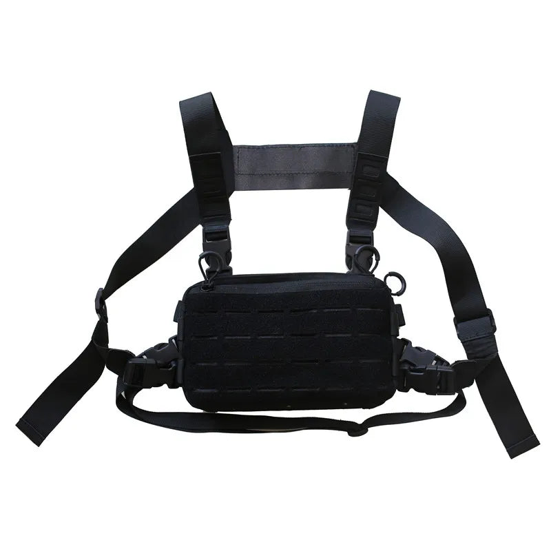 Sac de poitrine tactique unisexe, sac Streetwear Hip Hop, sac de taille fonctionnel, sac de poitrine à bandoulière réglable, sac à dos de gilet d'extérieur