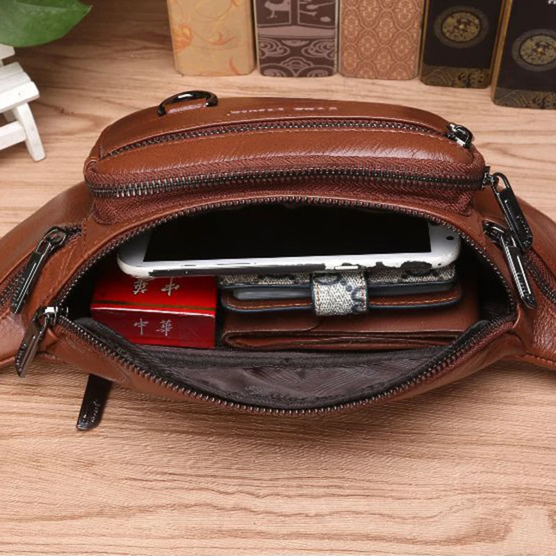 Sac banane en cuir homme