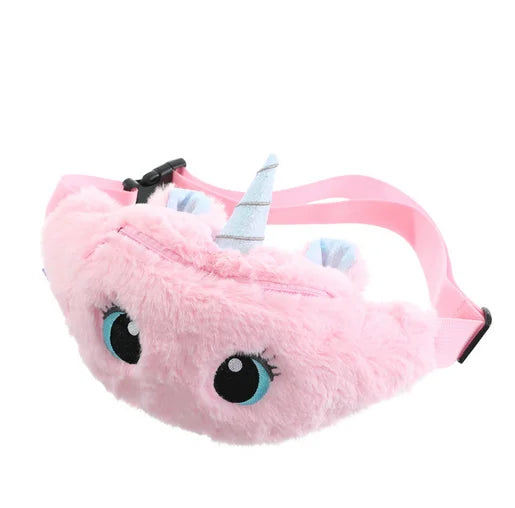 Children's Fanny Pack Cute Unicorn Plush Toys Belt Gradient Color Chest Bag Cartoon Coin Purse Travel Chest Bag Girls Waist Bag