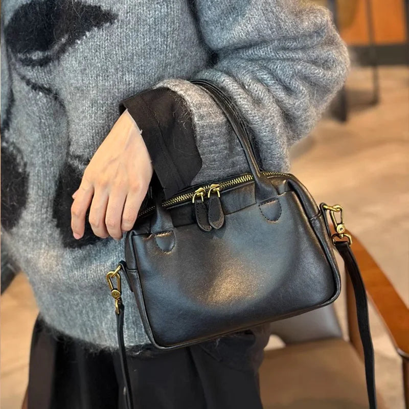 Sacs à main en cuir de vache naturel pour femmes, sac à bandoulière de bonne qualité, mode rétro de luxe de styliste en cuir de vache