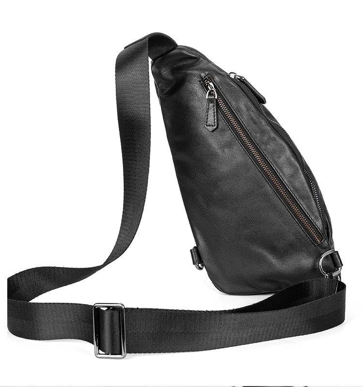 Sac banane cuir noir homme