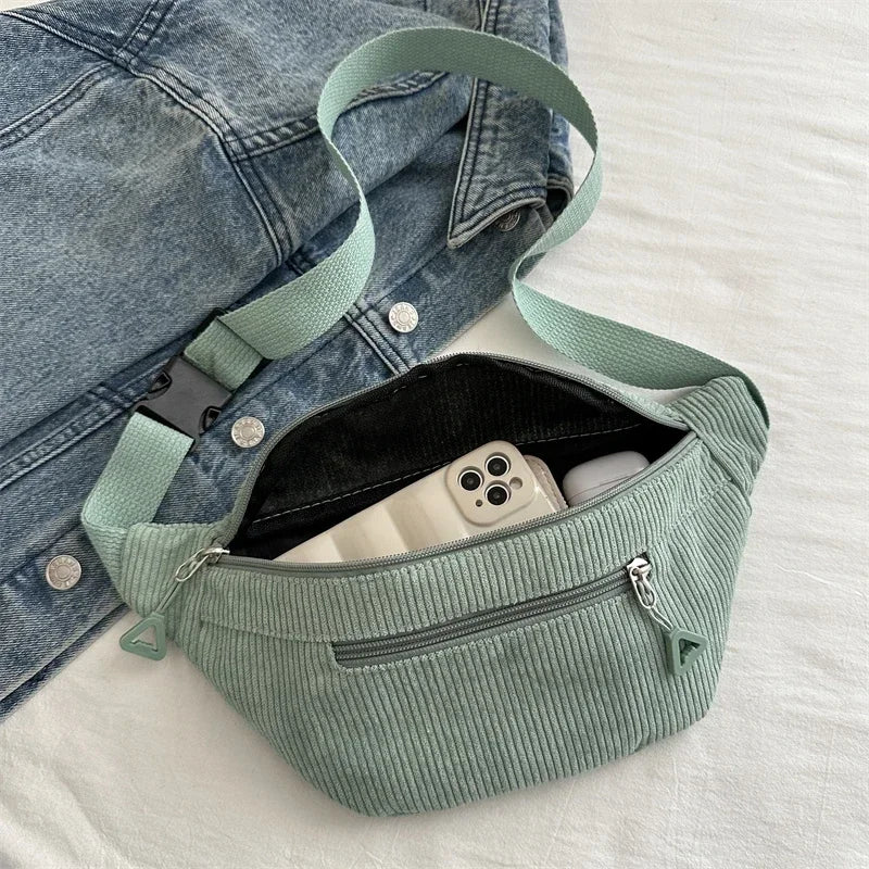 Sac banane femme velours côtelé