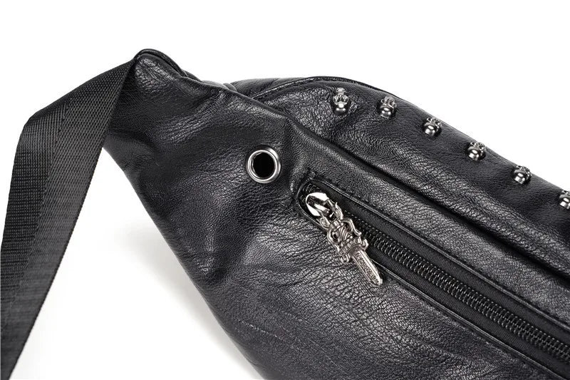 Sac banane noir en cuir