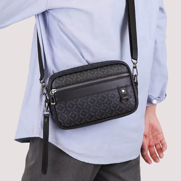 Sac pour hommes d'affaires de haute qualité en cuir PU souple Sac à main pour homme Sac à bandoulière multi-fonctionnel pochette pour hommes avec sangle de taille Sac