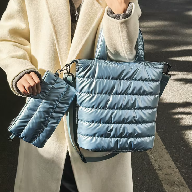 sac de luxe femme sac bandoulière femme sac de luxe femme marque célèbre MOODS-Ensemble de Sacs à Main en Tissu de Coton Matelassé pour Femme, 2 en 1, observateur, Grande Capacité, Cabas, Dernière Collection Hiver 2025