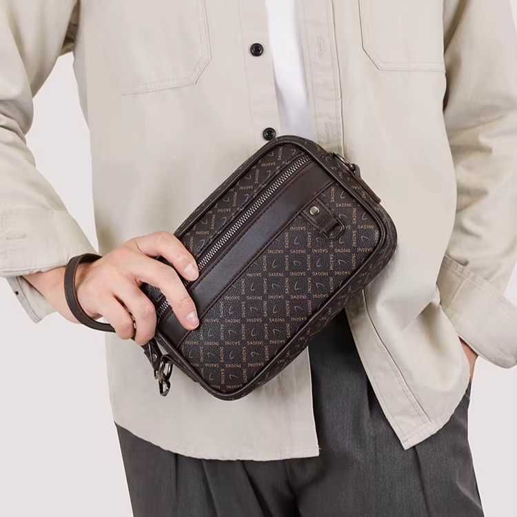 Sac pour hommes d'affaires de haute qualité en cuir PU souple Sac à main pour homme Sac à bandoulière multi-fonctionnel pochette pour hommes avec sangle de taille Sac