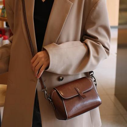 Sac à bandoulière en cuir de vachette véritable pour femme, petit sac à main à coque initié, sac de téléphone décontracté pour femme, huile d'avertissement, à la mode et polyvalent