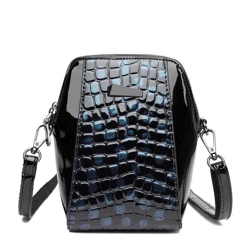 Sac à Main Patchwork Motif Léopard et Crocodile pour Femme Petit Sac Bandoulière