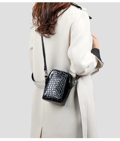 Sac à Main Patchwork Motif Léopard et Crocodile pour Femme Petit Sac Bandoulière
