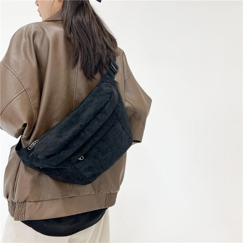 Grand sac banane velours