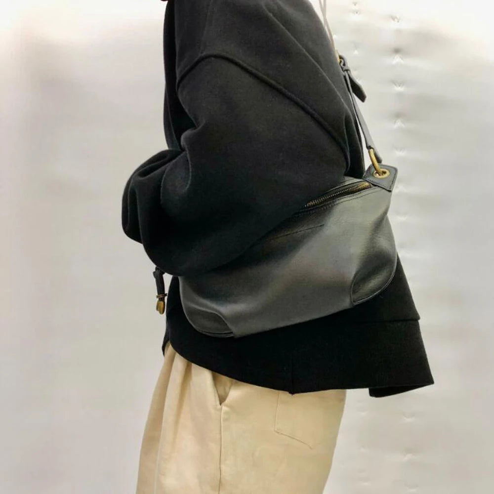 Sac banane cuir noir femme