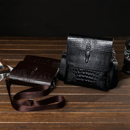 Marque de luxe Alligator hommes sac à bandoulière en cuir affaires Crocodile Grain sac à bandoulière pour hommes sac de messager mâle sacoche décontractée