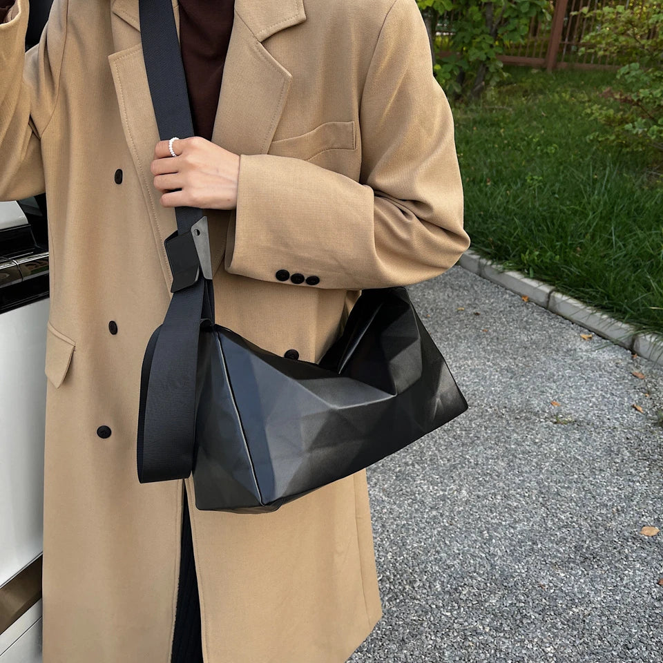 Grands sacs à motif géométrique pour femmes, sac à bandoulière en cuir PU de couleur Pure pour filles, fourre-tout Boston décontracté pour voyage de rue