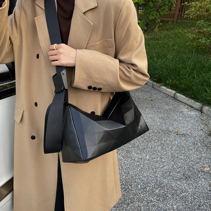 Grands sacs à motif géométrique pour femmes, sac à bandoulière en cuir PU de couleur Pure pour filles, fourre-tout Boston décontracté pour voyage de rue