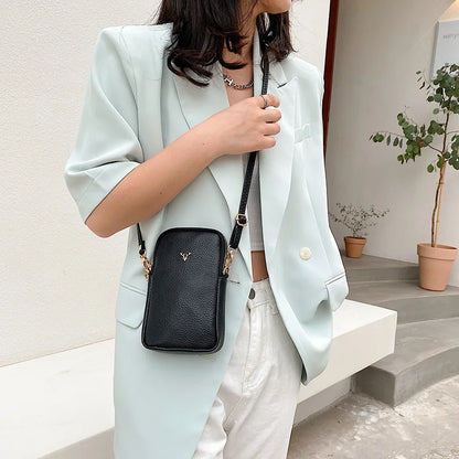 Sacs à main en cuir véritable pour femmes, couleur unie, bandoulière, sac pour téléphone portable, porte-cartes, portefeuille en cuir de vache noir, nouvelle collection 2021