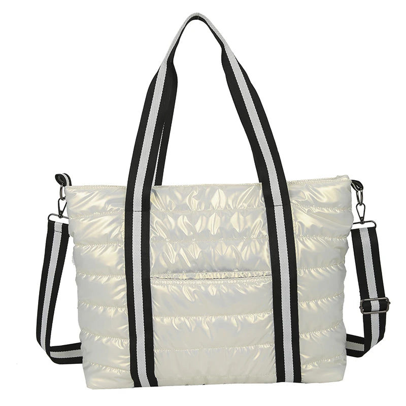 Sacs à main rembourrés en coton pour femmes, grands sacs à bandoulière, espace coton, fourre-tout de grande capacité, sac de shopping, nouvelle collection hiver 2021