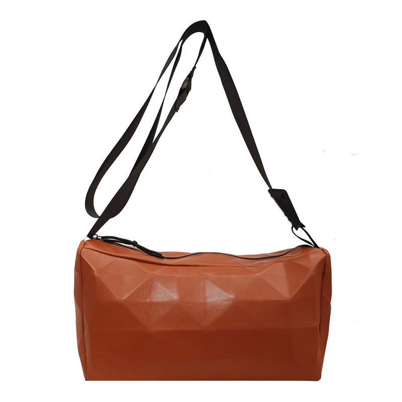 Grands sacs à motif géométrique pour femmes, sac à bandoulière en cuir PU de couleur Pure pour filles, fourre-tout Boston décontracté pour voyage de rue