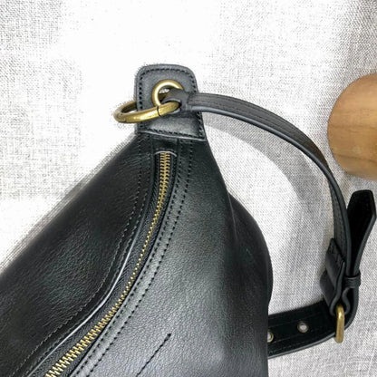 Sac banane cuir noir femme