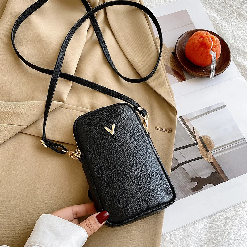 Sacs à main en cuir véritable pour femmes, couleur unie, bandoulière, sac pour téléphone portable, porte-cartes, portefeuille en cuir de vache noir, nouvelle collection 2021