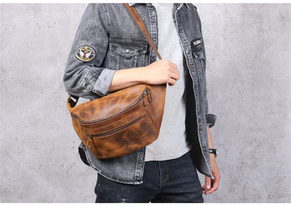 Sac banane cuir marron