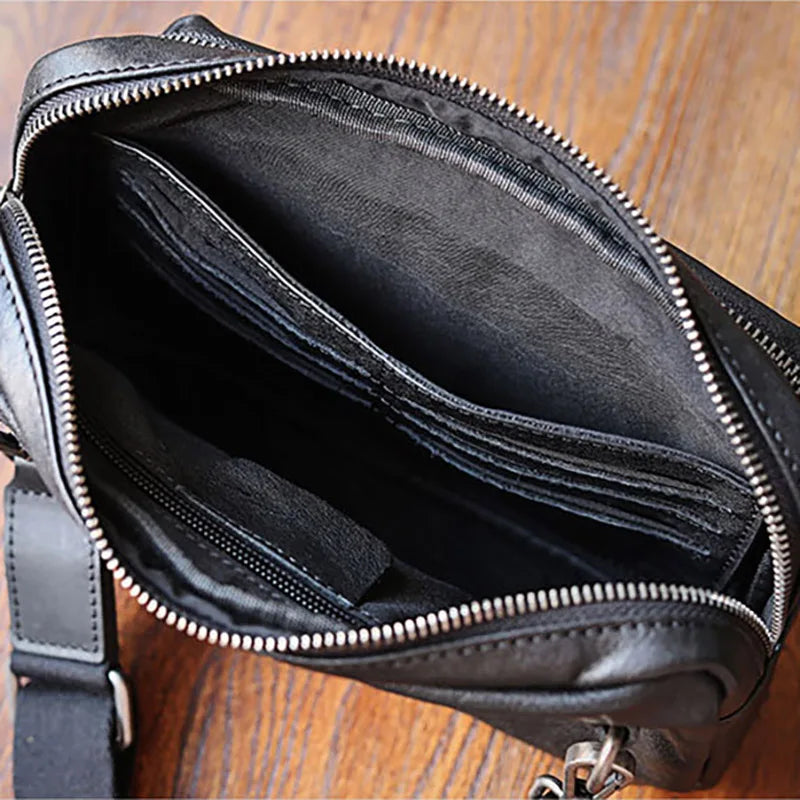 Gland TOO-Sac à bandoulière en cuir tanné végétal pour homme, sac de poitrine multifonctionnel, sac messager décontracté, tendance