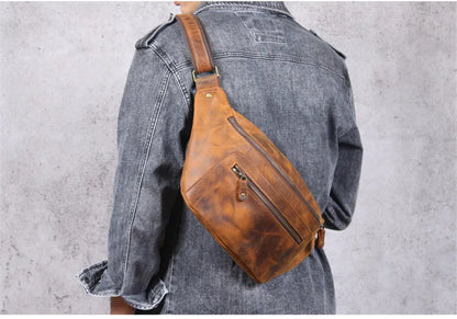Sac banane cuir marron