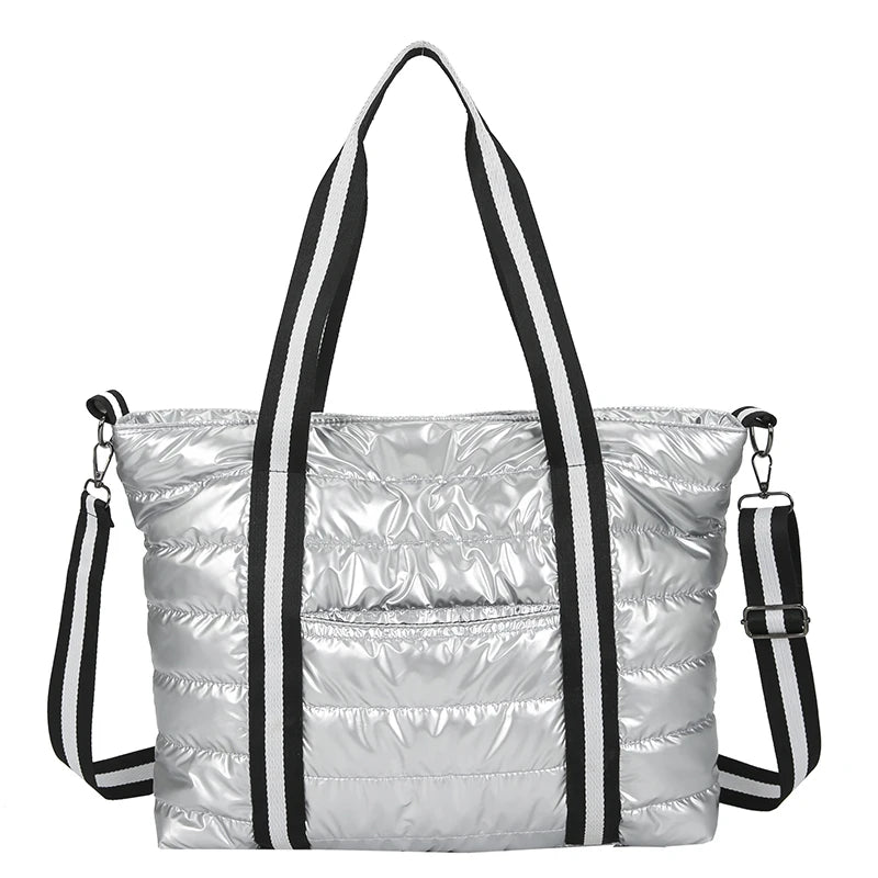 Sacs à main rembourrés en coton pour femmes, grands sacs à bandoulière, espace coton, fourre-tout de grande capacité, sac de shopping, nouvelle collection hiver 2021