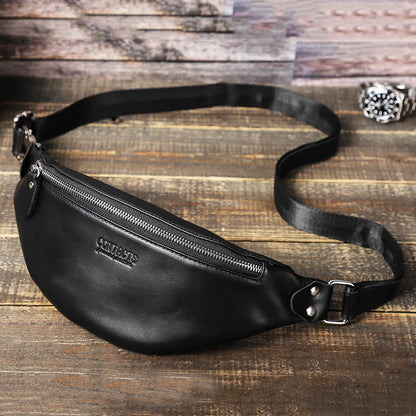 sac banane cuir bleu