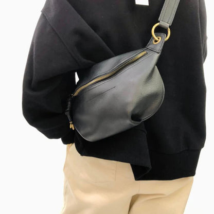 Sac banane cuir noir femme