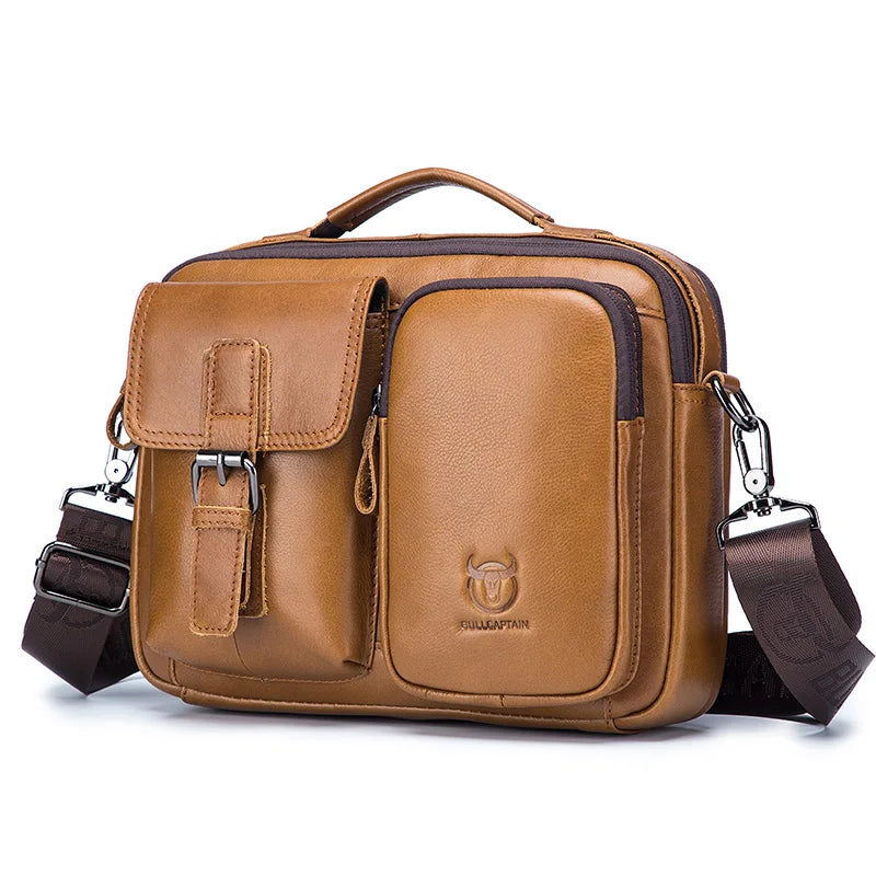 BULLCAPTAIN nouveau sac à bandoulière en cuir véritable pour hommes porte-documents pour hommes sac de messager décontracté mallette d'affaires Style hommes sac à bandoulière