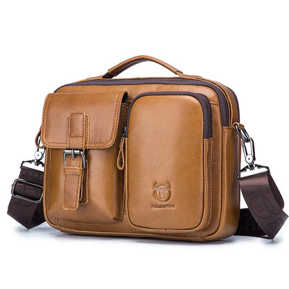 BULLCAPTAIN nouveau sac à bandoulière en cuir véritable pour hommes porte-documents pour hommes sac de messager décontracté mallette d'affaires Style hommes sac à bandoulière