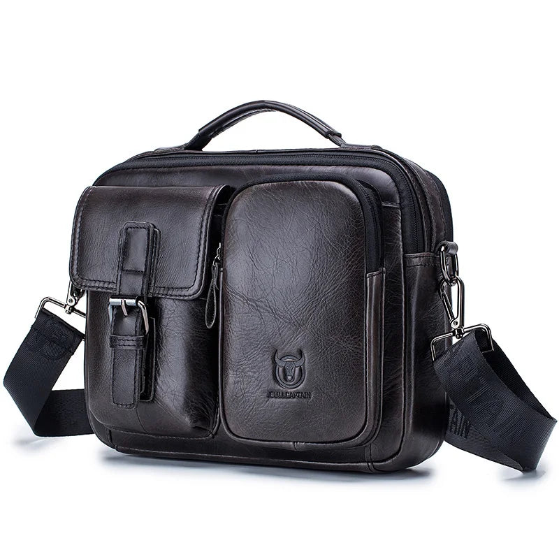 BULLCAPTAIN nouveau sac à bandoulière en cuir véritable pour hommes porte-documents pour hommes sac de messager décontracté mallette d'affaires Style hommes sac à bandoulière