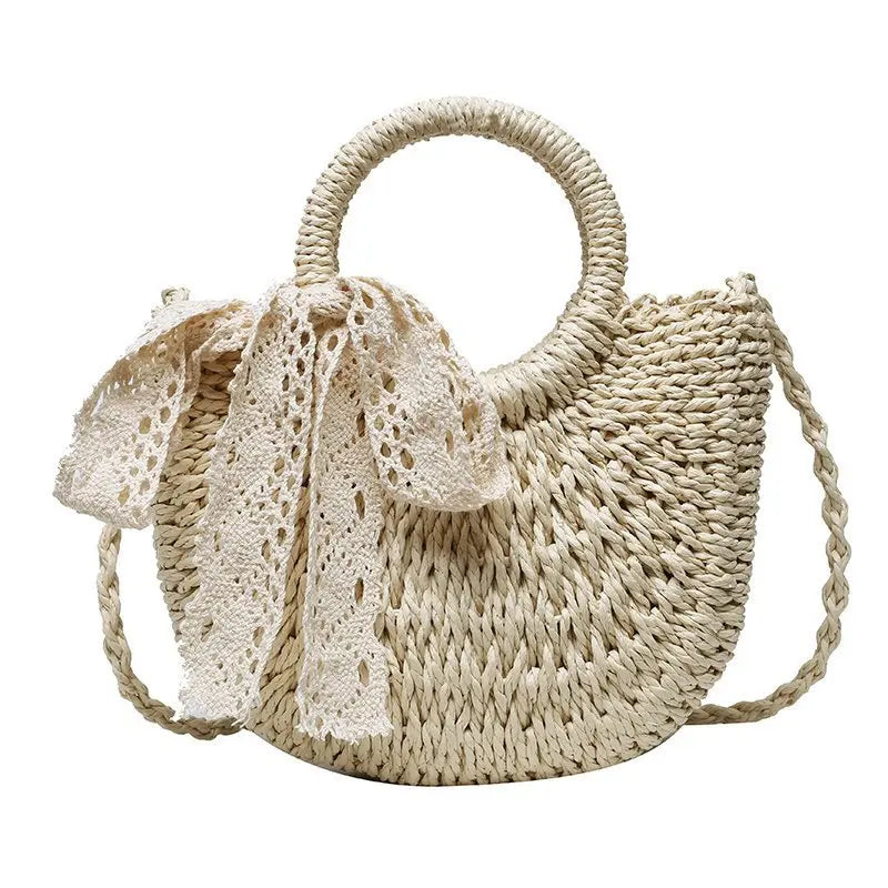 Yogodlns fait à la main demi-rond rotin tissé sac de paille été femmes messager sacs à bandoulière filles petit sac à main de plage nouveau