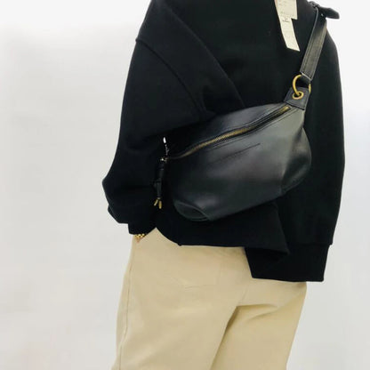 Sac banane cuir noir femme