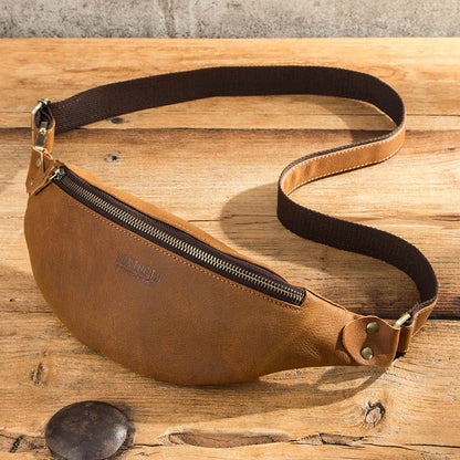 sac banane cuir bleu