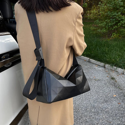 Grands sacs à motif géométrique pour femmes, sac à bandoulière en cuir PU de couleur Pure pour filles, fourre-tout Boston décontracté pour voyage de rue