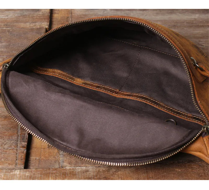 Sac banane cuir marron