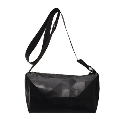 Grands sacs à motif géométrique pour femmes, sac à bandoulière en cuir PU de couleur Pure pour filles, fourre-tout Boston décontracté pour voyage de rue