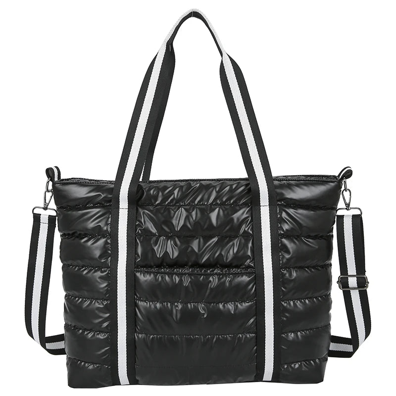 Sacs à main rembourrés en coton pour femmes, grands sacs à bandoulière, espace coton, fourre-tout de grande capacité, sac de shopping, nouvelle collection hiver 2021