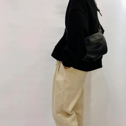 Sac banane cuir noir femme