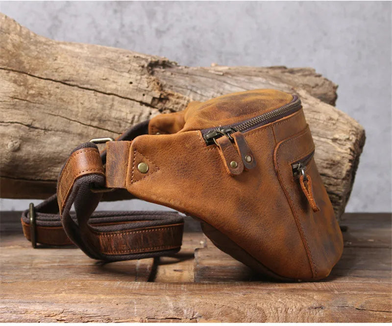 Sac banane cuir marron