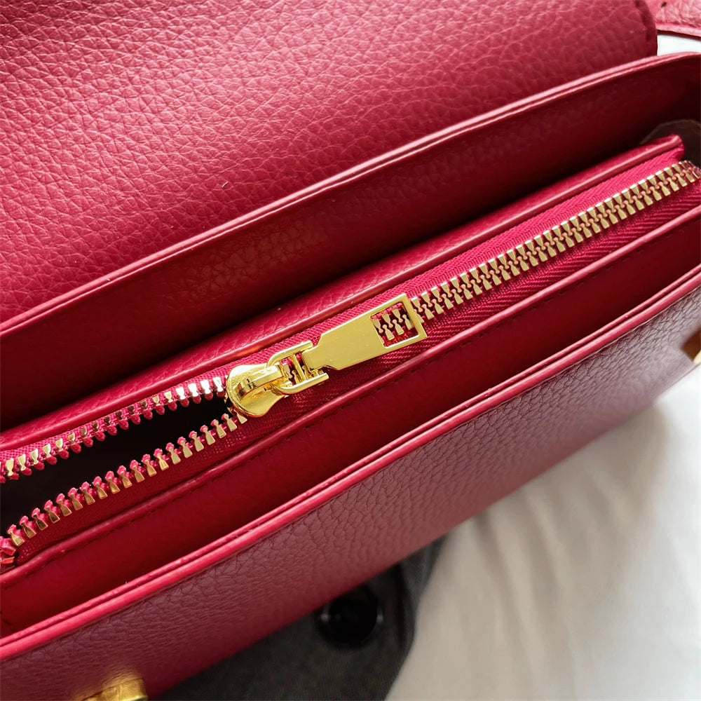 sac de luxe femme sacs bandoulière sac de luxe femme haute qualité MOODS formes irrégulières sacs à bandoulière pour femmes rouge litchi motif rabat sac à bandoulière décontracté rue Simple mode cartables 2025