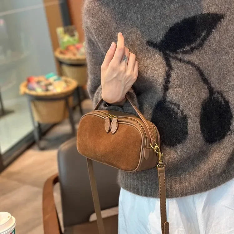 Sac à bandoulière en cuir véritable de vache pour femmes, sac à main en cuir Nubuck de bonne qualité, Design de luxe à la mode