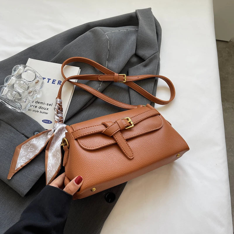 sac a main femme luxe sac de luxe femme haute qualité nouveautés sacs à main MOODS-Sac à bandoulière en cuir PU souple pour femme, motif litchi, ceinture rétro, sac à rabat avec écharpe décorative