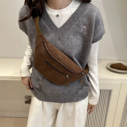 Sac banane femme velours côtelé
