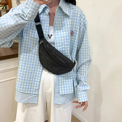 Sac banane femme paille