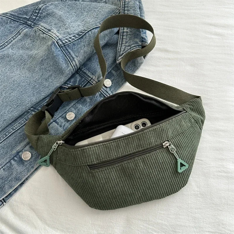 Sac banane femme velours côtelé