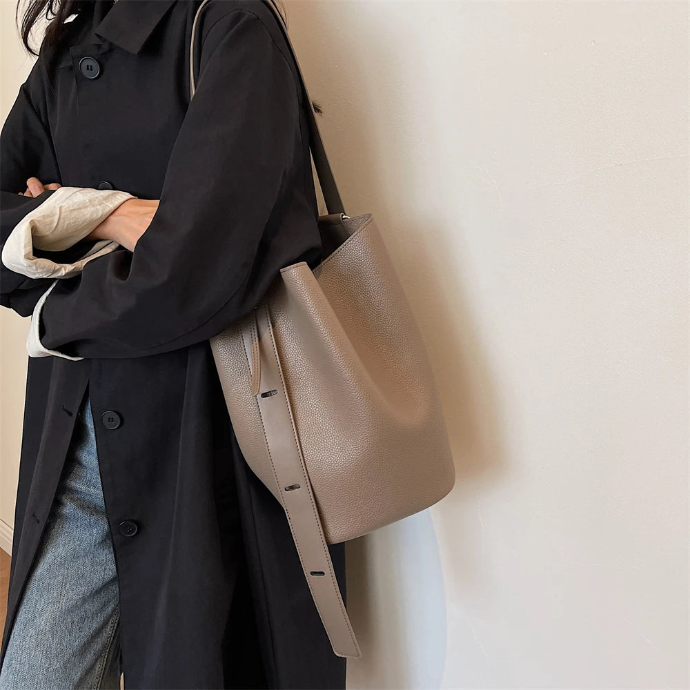 sac de luxe femme sac a maîn femme sacs seau sacs épaule MOODS-Ensembles de sacs rétro initiés pour femmes, fourre-tout 2 en 1, grande capacité, sac à bandoulière, sac à main design, document solide, E27, 2024