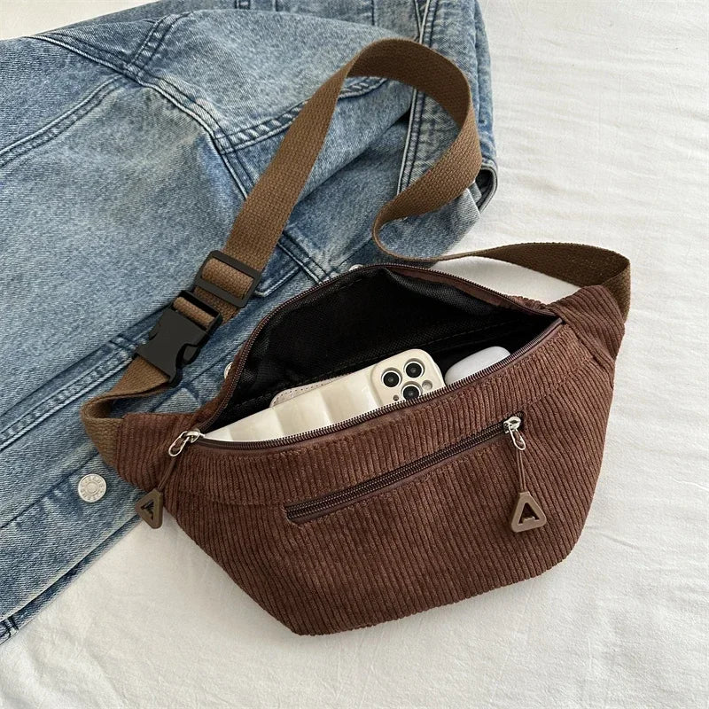 Sac banane femme velours côtelé